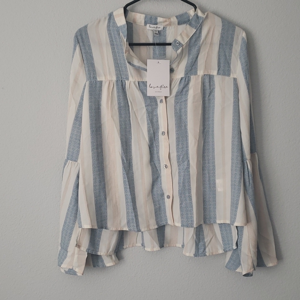 Love fire long bell sleeve blouse